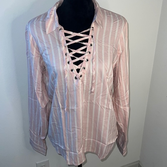 GUESS striped Lacie top ling sleeves pull over women’s Sz XL new - Picture 1 of 9
